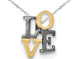 Yellow Gold Plated Sterling Silver LOVE Pendant Necklace with Slide Chain